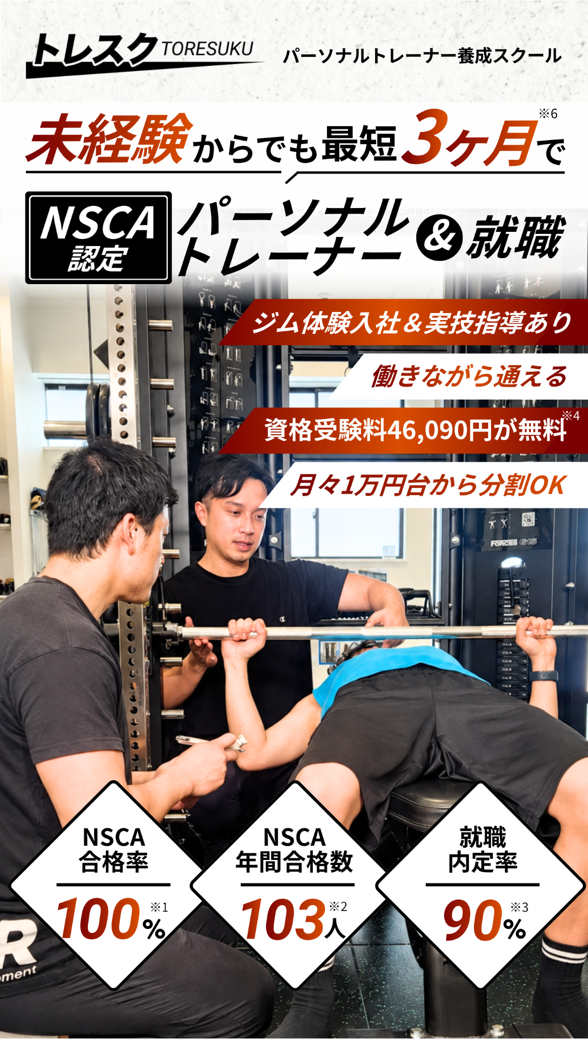 未経験からNSCA-CPT取得とパーソナルトレーナー就職を目指せるオンライン講座トレスク.